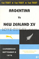 New Zealand v Argentina 1979 rugby  Programme